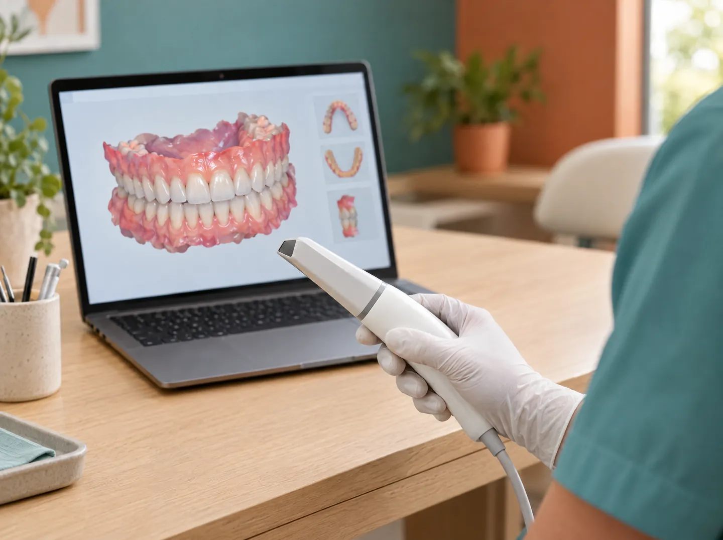 Escàner intraoral 3D i model digital de les dents en un portàtil